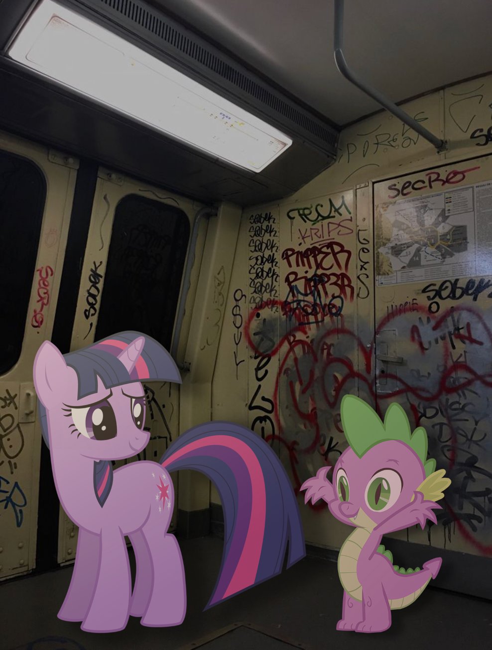 Twilight and Spike on metro