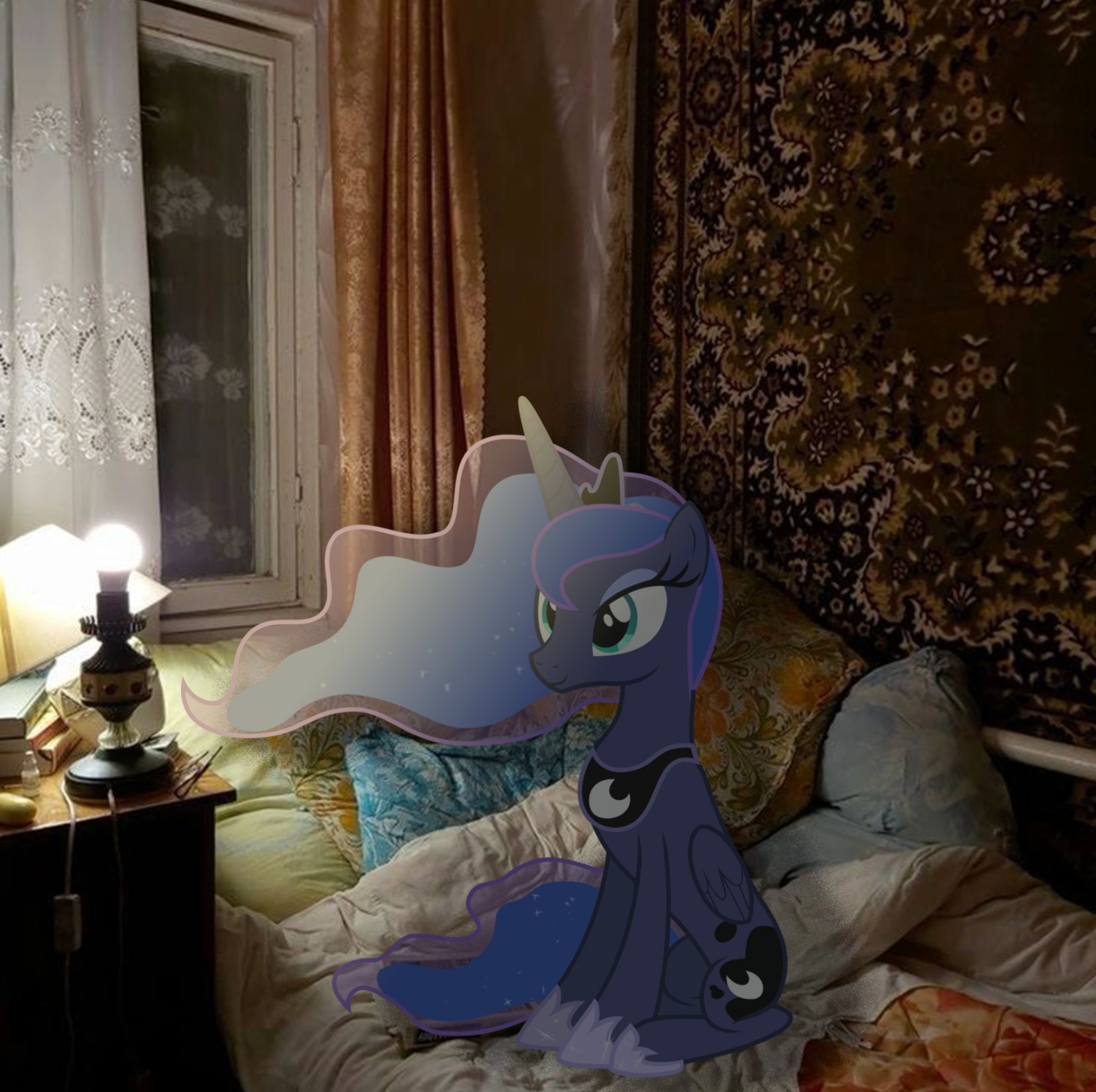 Luna on Soviet bed